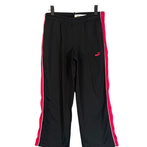 Puma Black & Pink Side Stripe Athletic Casual Track Pants Women Sz M